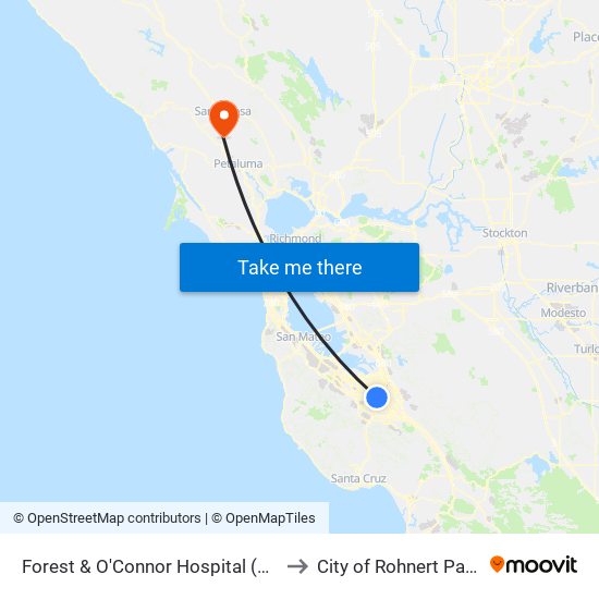 Forest & O'Connor Hospital (W) to City of Rohnert Park map