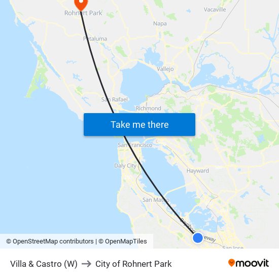 Villa & Castro (W) to City of Rohnert Park map