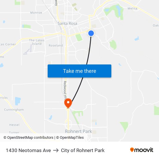 1430 Neotomas Ave to City of Rohnert Park map