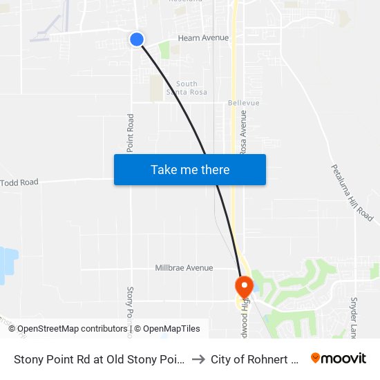 Stony Point Rd at Old Stony Point Rd to City of Rohnert Park map