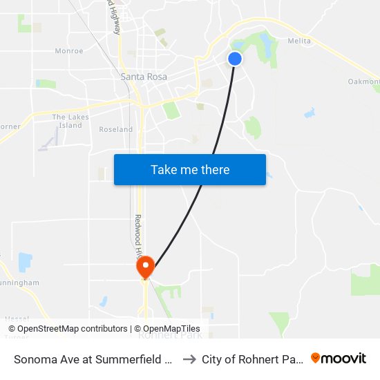 Sonoma Ave at Summerfield Rd to City of Rohnert Park map