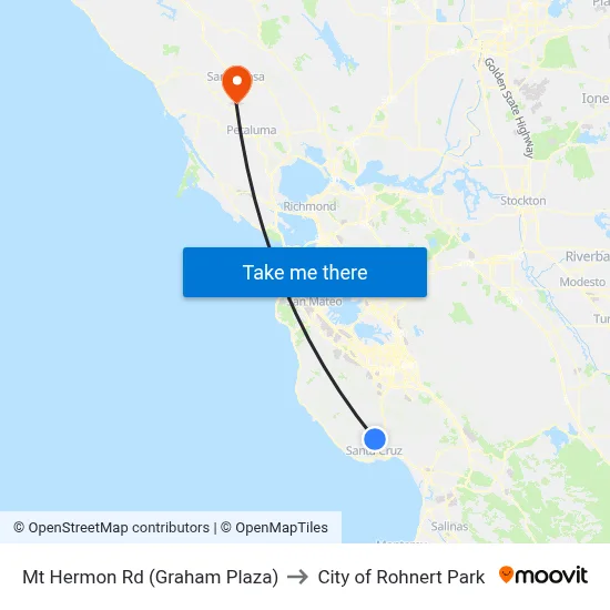 Mt Hermon Rd (Graham Plaza) to City of Rohnert Park map