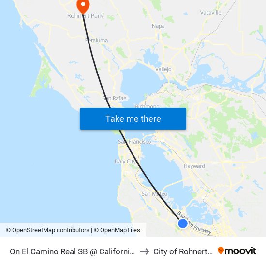 On El Camino Real SB @ California Avenue to City of Rohnert Park map