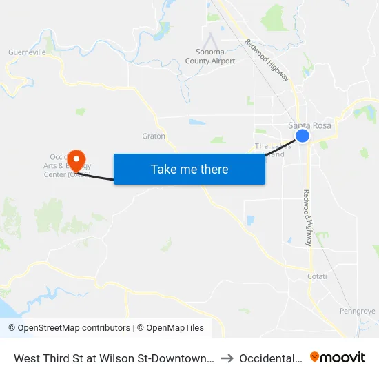 West Third St at Wilson St-Downtown SMART to Occidental, CA map
