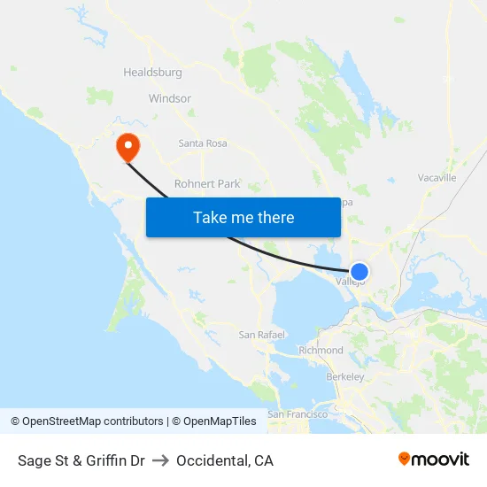 Sage St & Griffin Dr to Occidental, CA map