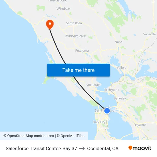 Salesforce Transit Center- Bay 37 to Occidental, CA map