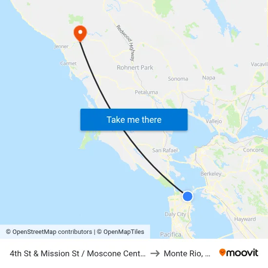 4th St & Mission St / Moscone Center to Monte Rio, CA map