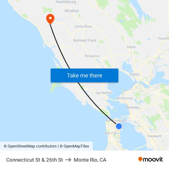 Connecticut St & 26th St to Monte Rio, CA map