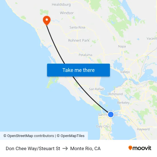Don Chee Way/Steuart St to Monte Rio, CA map