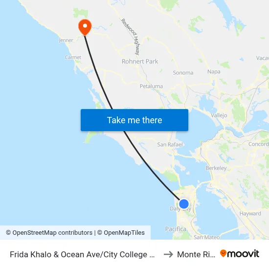 Frida Khalo & Ocean Ave/City College Welcome Center to Monte Rio, CA map