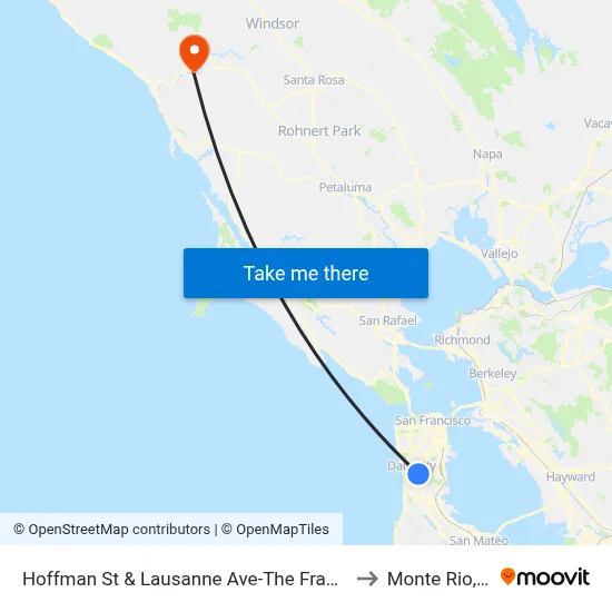 Hoffman St & Lausanne Ave-The Franciscan to Monte Rio, CA map