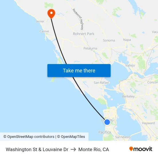 Washington St & Louvaine Dr to Monte Rio, CA map