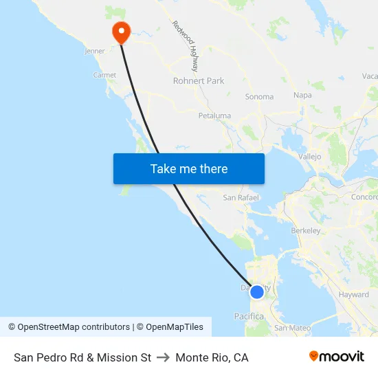 San Pedro Rd & Mission St to Monte Rio, CA map