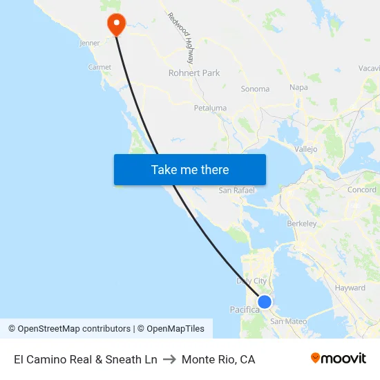 El Camino Real & Sneath Ln to Monte Rio, CA map