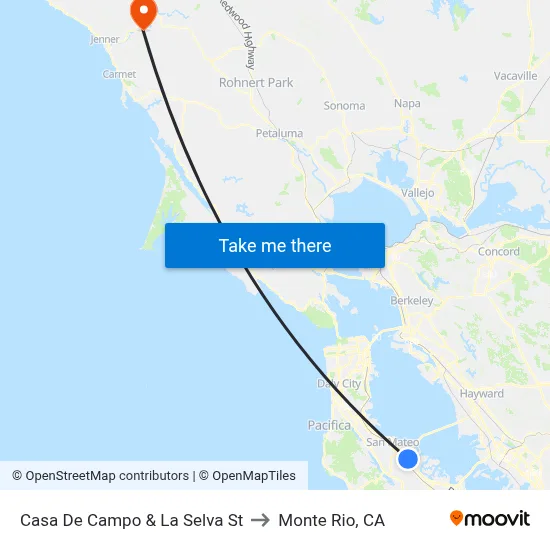 Casa De Campo & La Selva St to Monte Rio, CA map