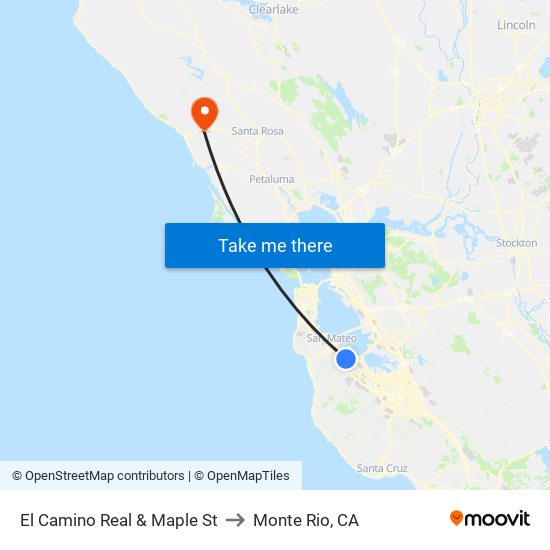 El Camino Real & Maple St to Monte Rio, CA map
