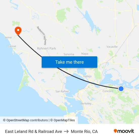 East Leland Rd & Railroad Ave to Monte Rio, CA map