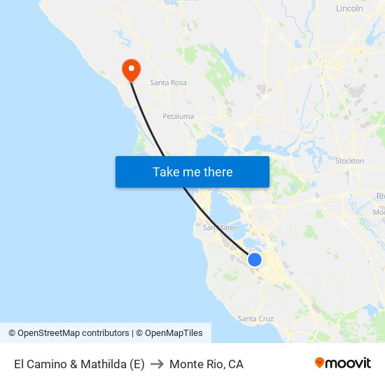 El Camino & Mathilda (E) to Monte Rio, CA map