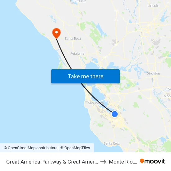 Great America & Great America Way (S) to Monte Rio, CA map