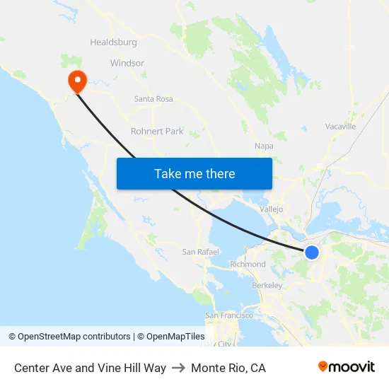 Center Ave and Vine Hill Way to Monte Rio, CA map