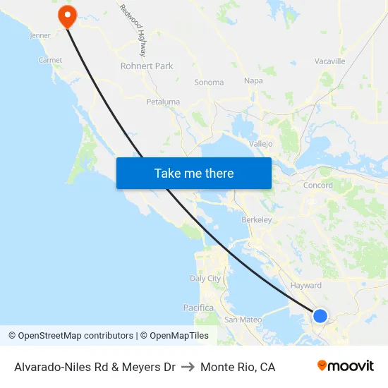 Alvarado-Niles Rd & Meyers Dr to Monte Rio, CA map