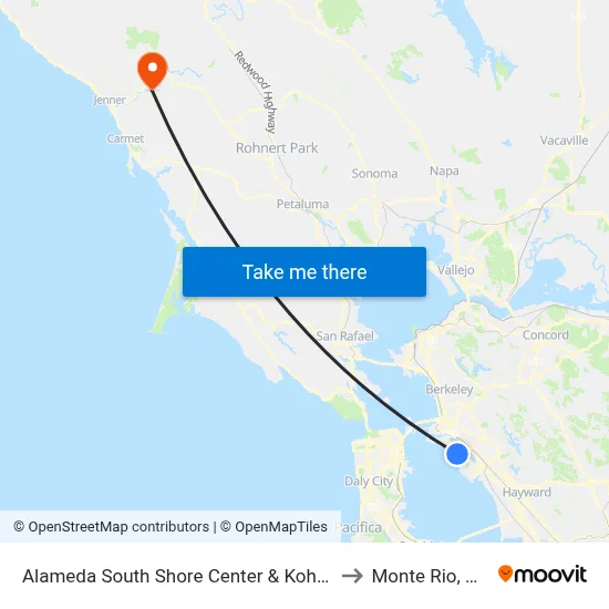 Alameda South Shore Center & Kohl's to Monte Rio, CA map
