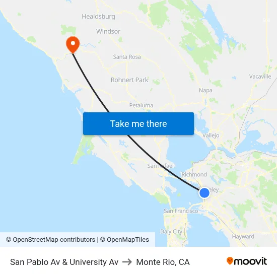 San Pablo Av & University Av to Monte Rio, CA map