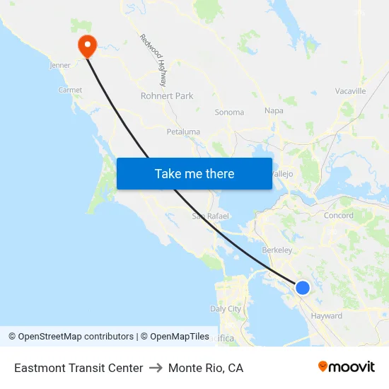 Eastmont Transit Center to Monte Rio, CA map