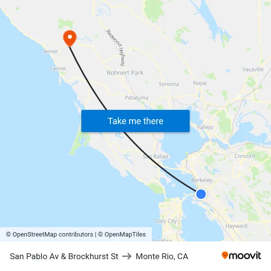 San Pablo Av & Brockhurst St to Monte Rio, CA map