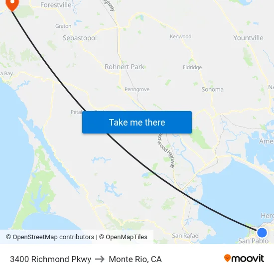 3400 Richmond Pkwy to Monte Rio, CA map