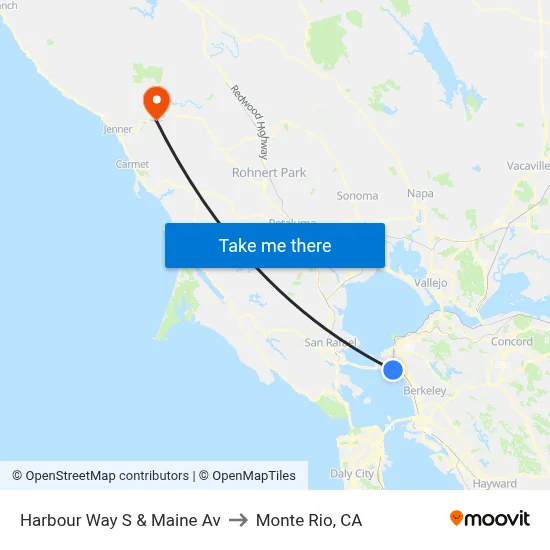 Harbour Way S & Maine Av to Monte Rio, CA map