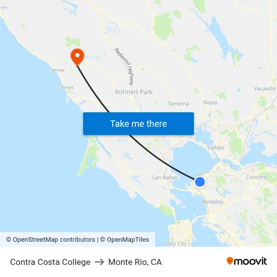 Contra Costa College to Monte Rio, CA map