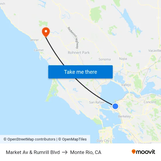 Market Av & Rumrill Blvd to Monte Rio, CA map