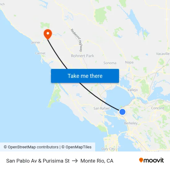 San Pablo Av & Purisima St to Monte Rio, CA map