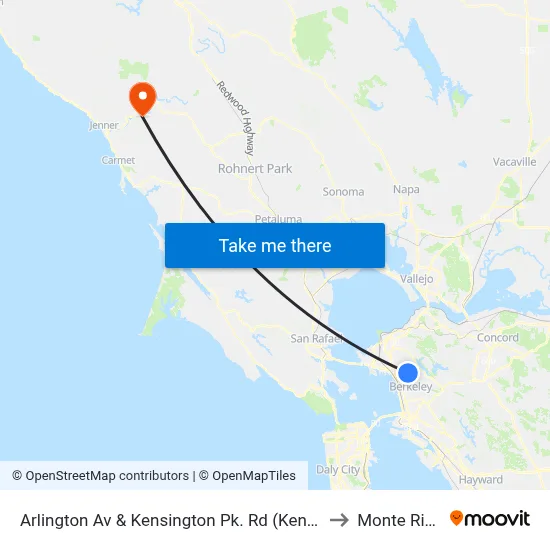 Arlington Av & Kensington Pk. Rd (Kensington Lib.) to Monte Rio, CA map