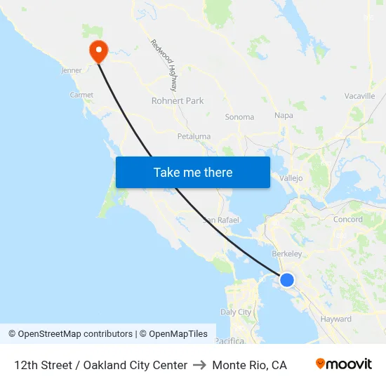 12th Street / Oakland City Center to Monte Rio, CA map