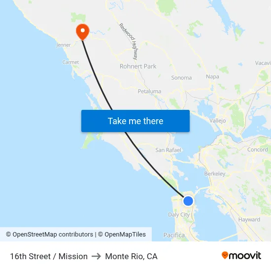 16th Street / Mission to Monte Rio, CA map