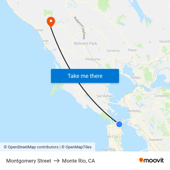Montgomery Street to Monte Rio, CA map