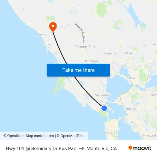 Hwy 101 @ Seminary Dr Bus Pad to Monte Rio, CA map