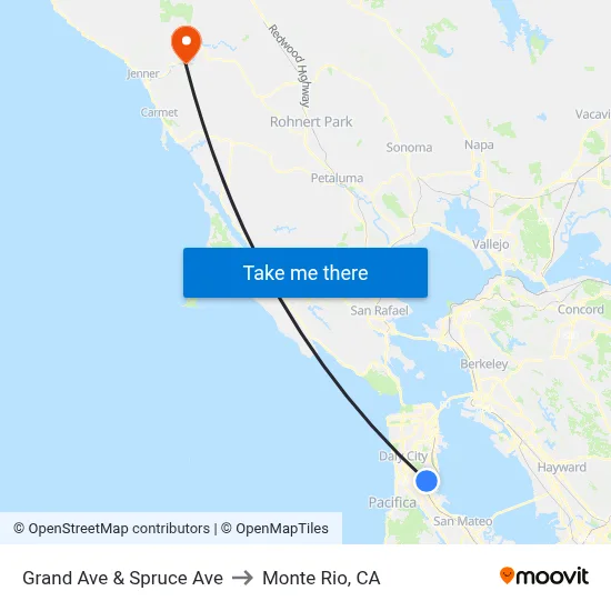 Grand Ave & Spruce Ave to Monte Rio, CA map