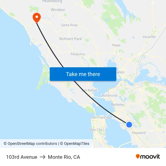 103rd Avenue to Monte Rio, CA map