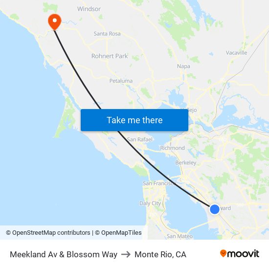 Meekland Av & Blossom Way to Monte Rio, CA map