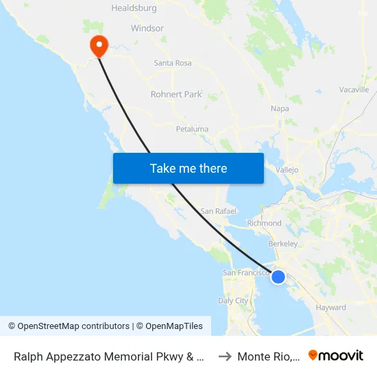 Ralph Appezzato Memorial Pkwy & Main St to Monte Rio, CA map