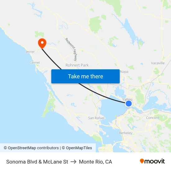 Sonoma Blvd & McLane St to Monte Rio, CA map