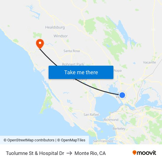 Tuolumne St & Hospital Dr to Monte Rio, CA map