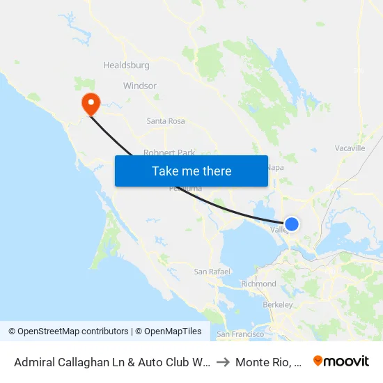Admiral Callaghan Ln & Auto Club Way to Monte Rio, CA map