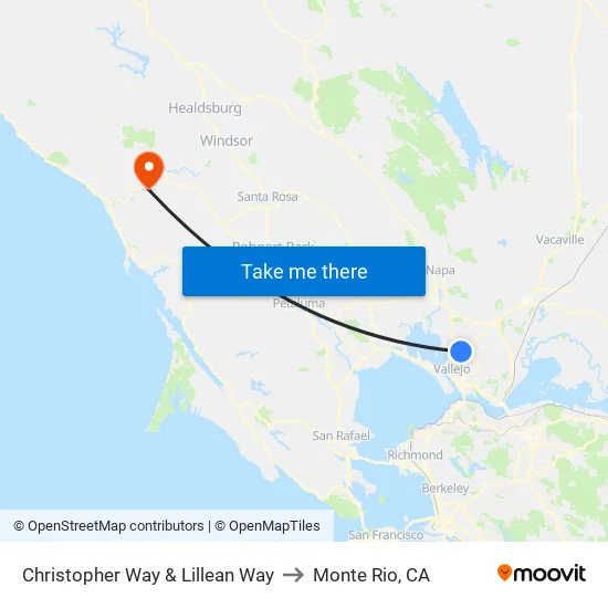 Christopher Way & Lillean Way to Monte Rio, CA map