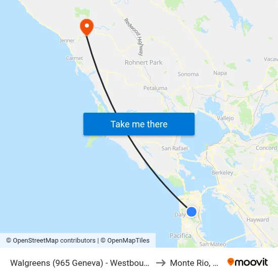 Walgreens (965 Geneva) - Westbound to Monte Rio, CA map