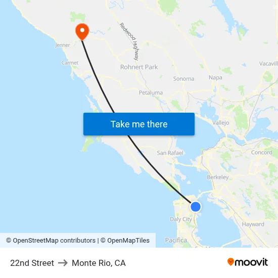 22nd Street to Monte Rio, CA map
