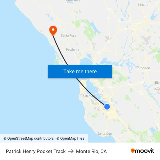 Patrick Henry Pocket Track (Not A Public Stop) to Monte Rio, CA map